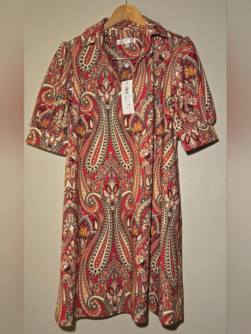 New With Tags Retro Paisley Short-Sleeve Mini Dress / Tunic